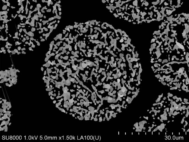 Super magnified image of Powdertech's Hematite SU8000-1.0kV-5.0mm-x1.50k-LA100_U