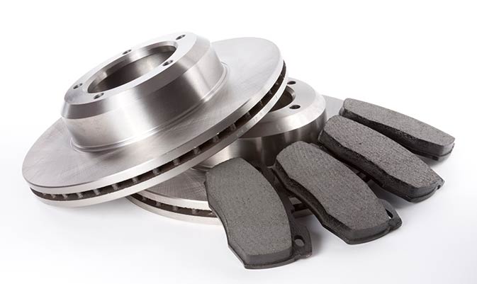 set of brake discs and brake pads